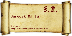 Bereczk Márta névjegykártya